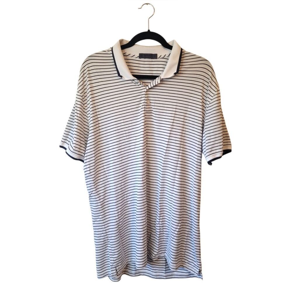 G/FORE Men's White Golf Polo with Black Stripes Size L